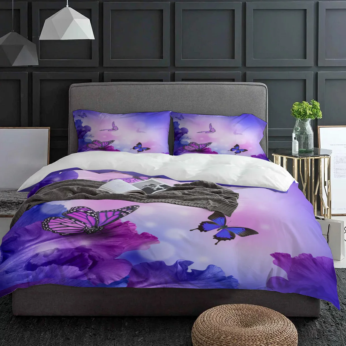 

Fantasy Butterfly Animal Flower Bedding Set 3pcs Duvet Cover Pillowcase Kids Adult Quilt Cover Double Bed Set Home Textile
