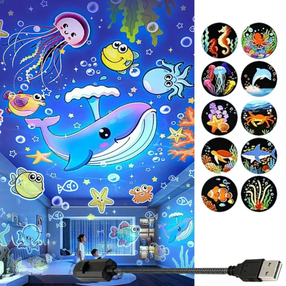 360 Degree Rotating Dreamy Ocean Projector Flexible Neck USB Rechargeable Party Ambient Light Dynamic Projector Ocean World