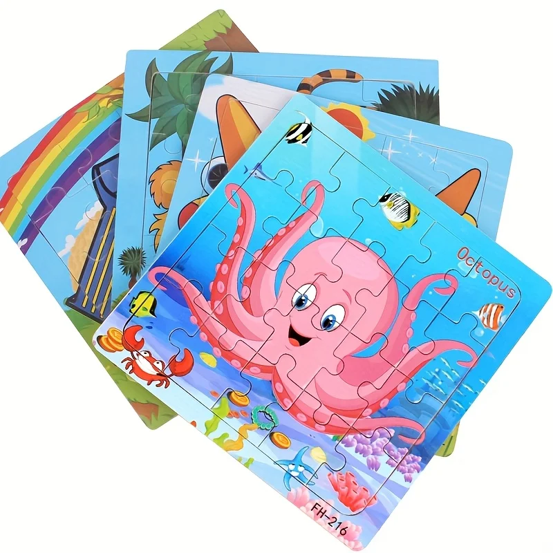 12 مجموعة من الألغاز الخشبية لنقل الحيوانات أرنب الفيل الأسد النمر الجزرة تعلم رياض الأطفال ألعاب تعليمية هدية #5