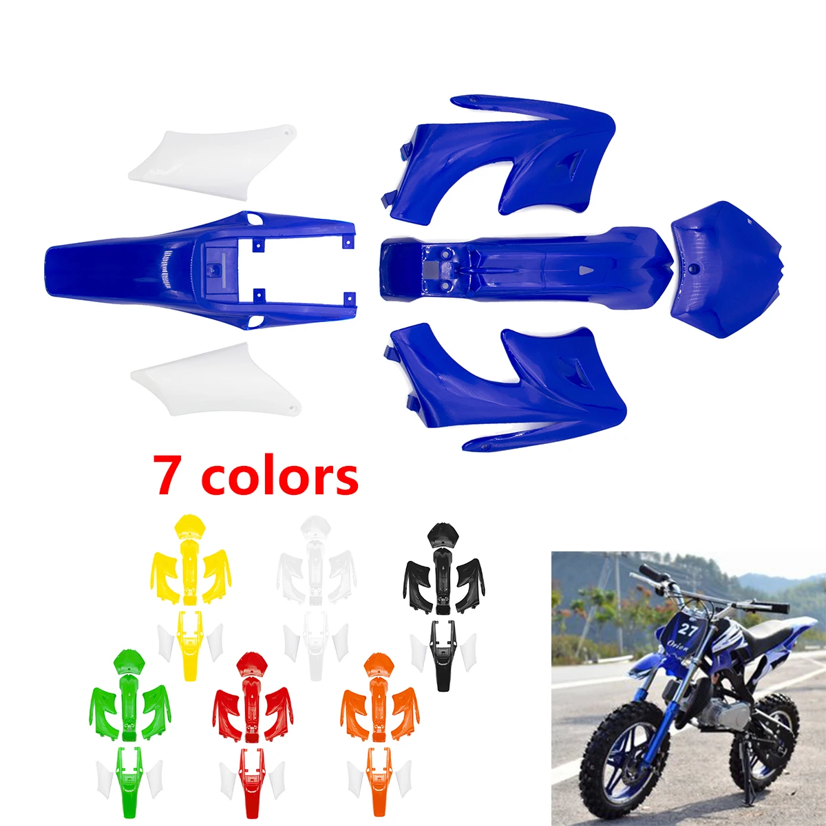 motorcycle parts Plastic Fender Set For Chinese Mini Bike 2 Stroke 47cc 49cc Apollo Orion Mini Dirt Bikes Racing Motocross