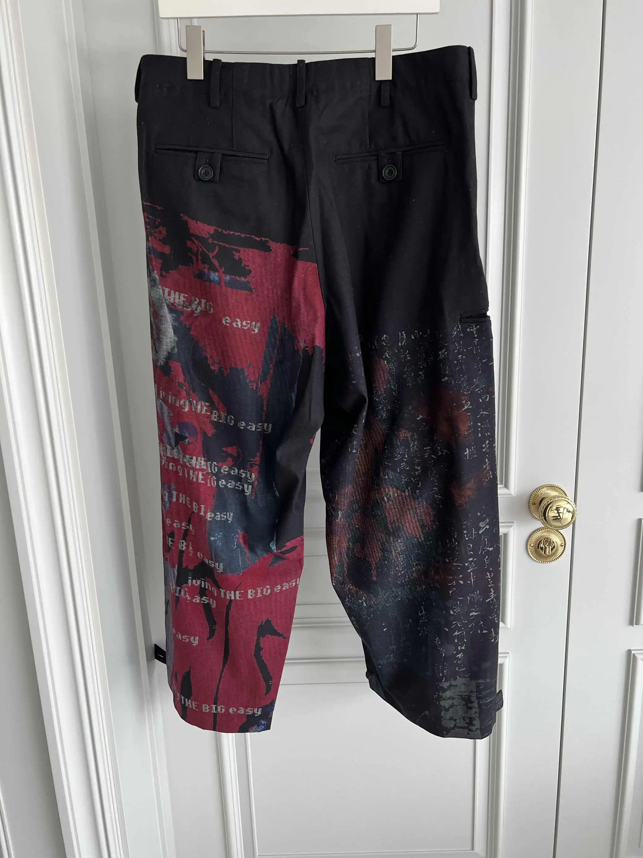 Pantaloni a gamba larga stampati in puro cotone dal design originale TOP-YAMAMOTO