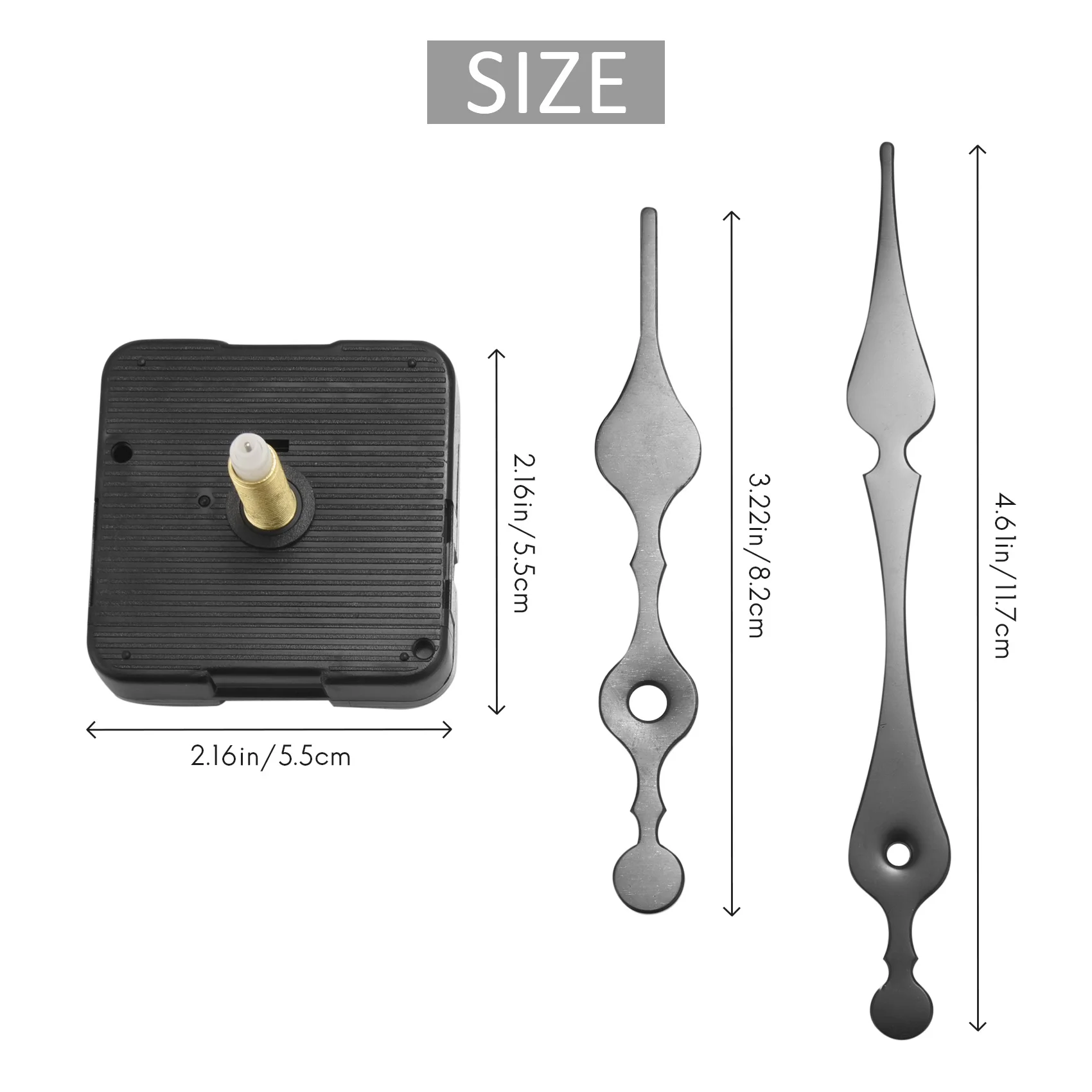 Механизм часов с длинным шпинделем AT77, максимальная толщина циферблата 3/5 дюймов, общая длина вала 1-1/10 дюймов