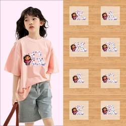 Gabby Dollhouse Iron on Sticker Anime Cartoon Letters Heat Transfer Stickers Diy T-shirt Backpack Decoration Kawaii Accessories