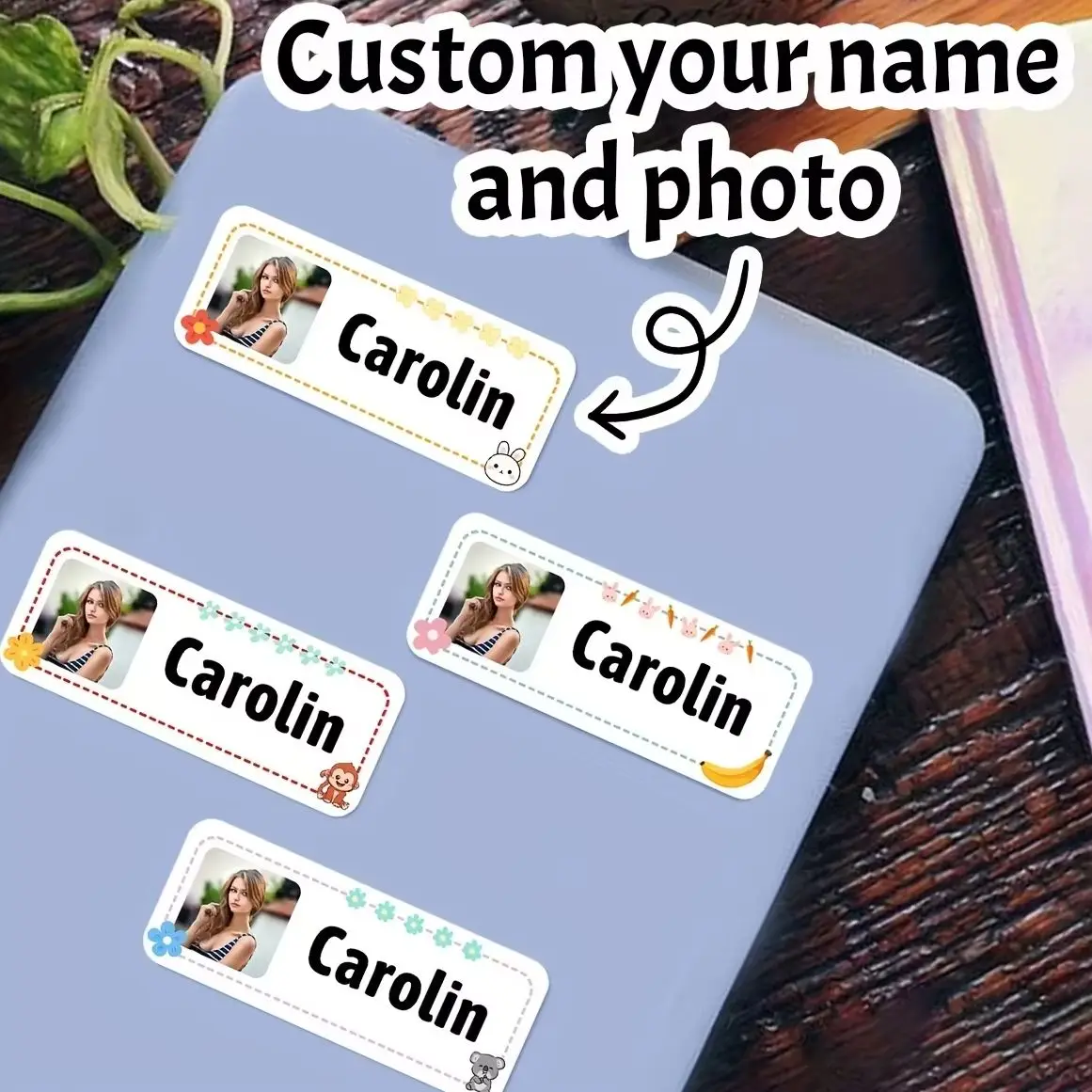 Custom Name And Photo Stickers, Personalized Name Stickers, Customized Labels, Customizable Birthday Gifts, Name Tags