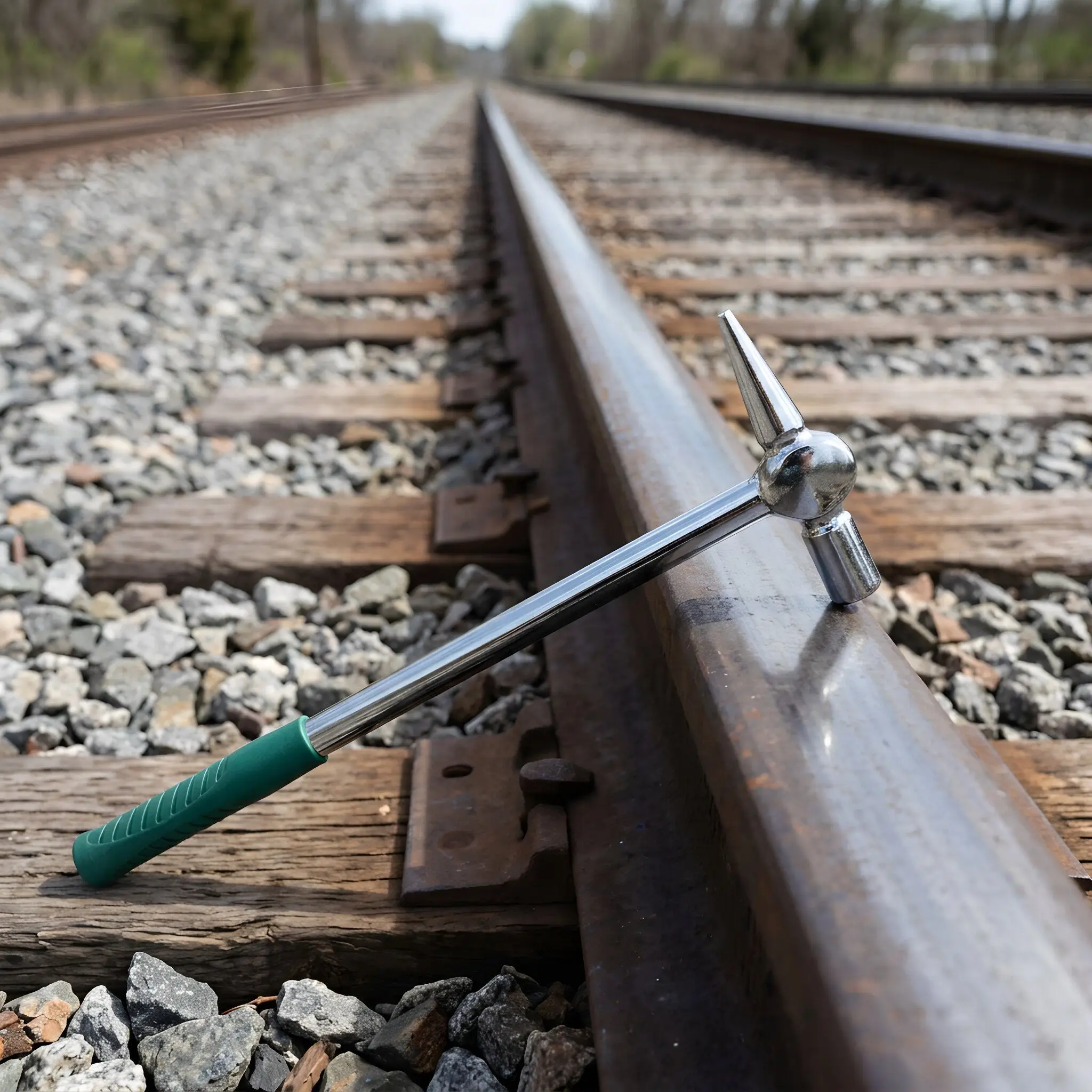 Railway Inspection Hammer 19.5 Inch Long Handle Pointed Tip Steel Repair Tool Ship Locomotive Testing Rail Fault Detecting