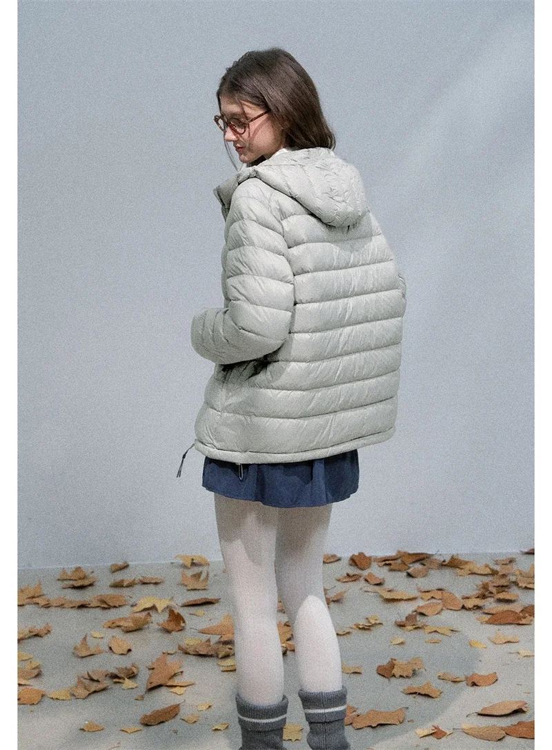 Lightweight Puffer Jacket Women Slim Fit Quilted Thin Winter Coat Hooded Casual Warm Inner Down Outerwear Cotton Parkas куртка