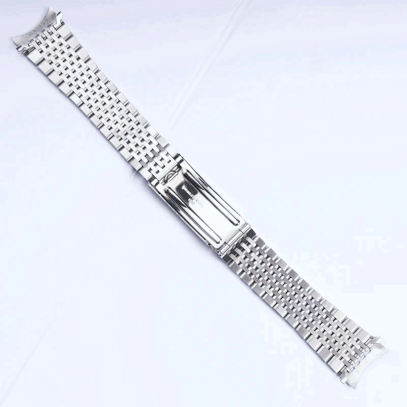Curved End Watchband for Omega Seamaster Speedmaster DeVille Men's Stainless Steel Watch Strap 18mm 19mm 20mm Thin Bracelet Belt