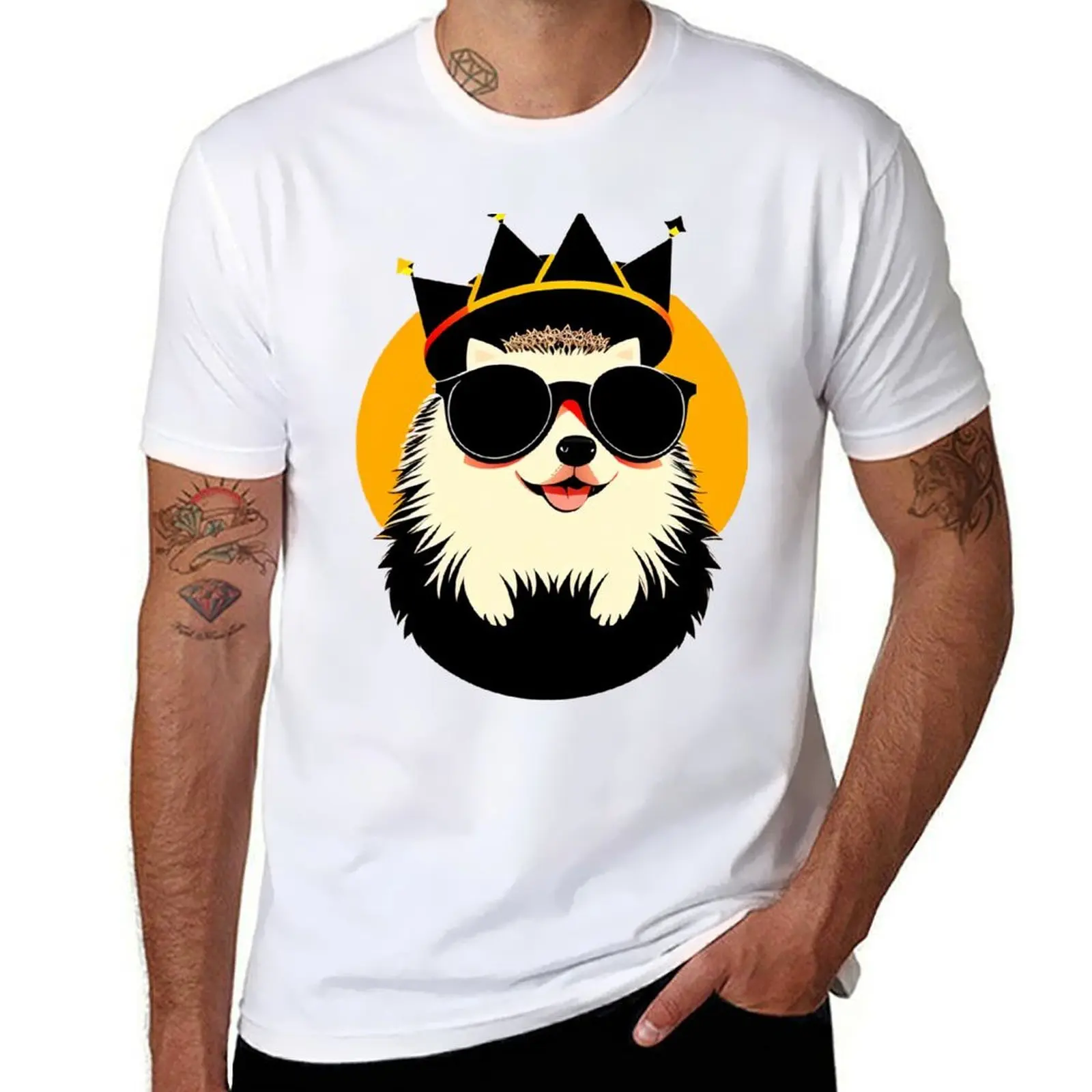 

Cool hedgehog personage in sunglasses wearing a crown T-Shirt t shirts for man pack cotton t shirts cotton 100% T-Shirt