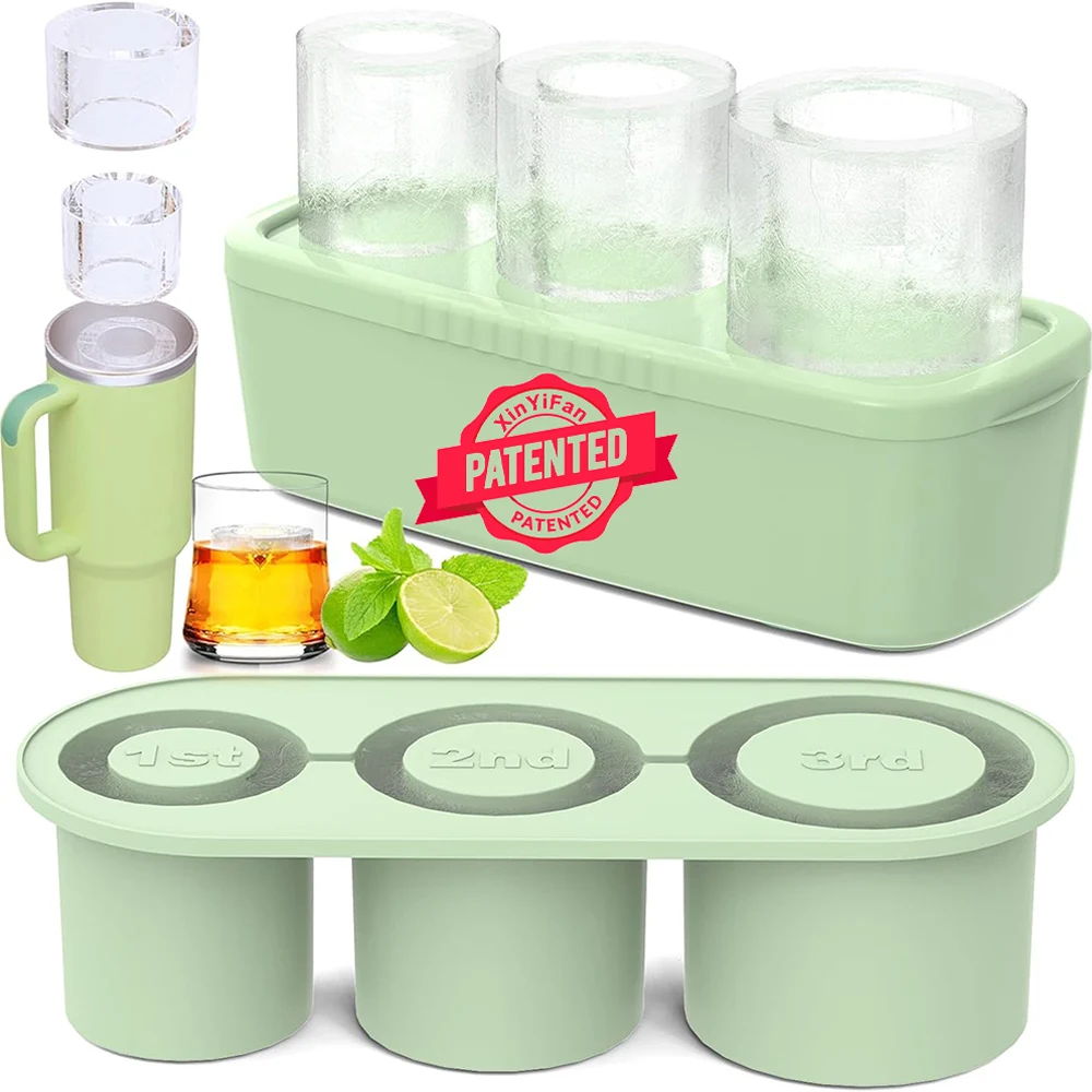 Hot Sale Food Grade Silicone Large Round  Cube Molds Trays Set For Stanleys Tumbler  with Lid