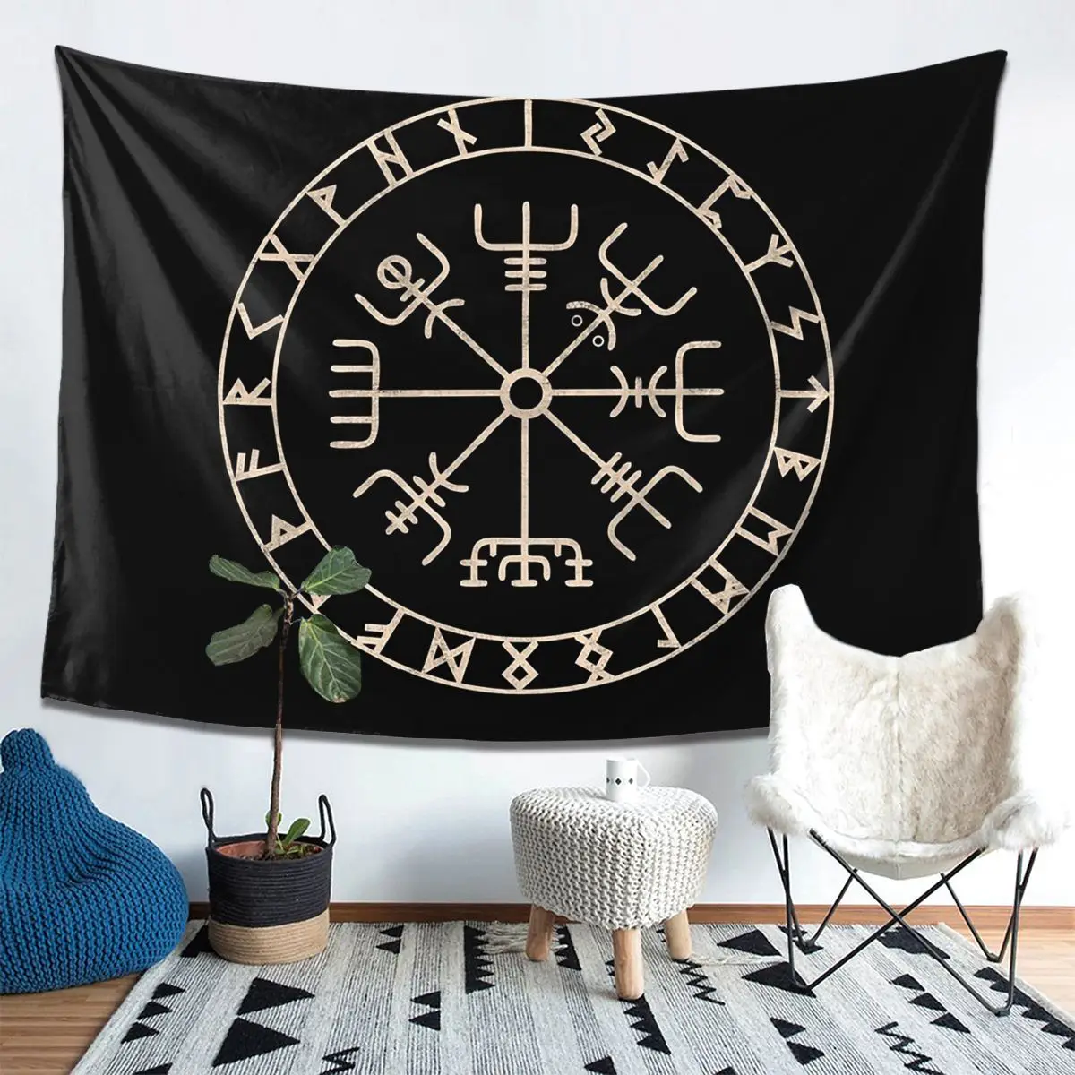 

Рунический компас викингов Vegvisir кельтский гобелен украшение художественные эстетические гобелены для гостиной домашняя настенная ткань настенная подвеска