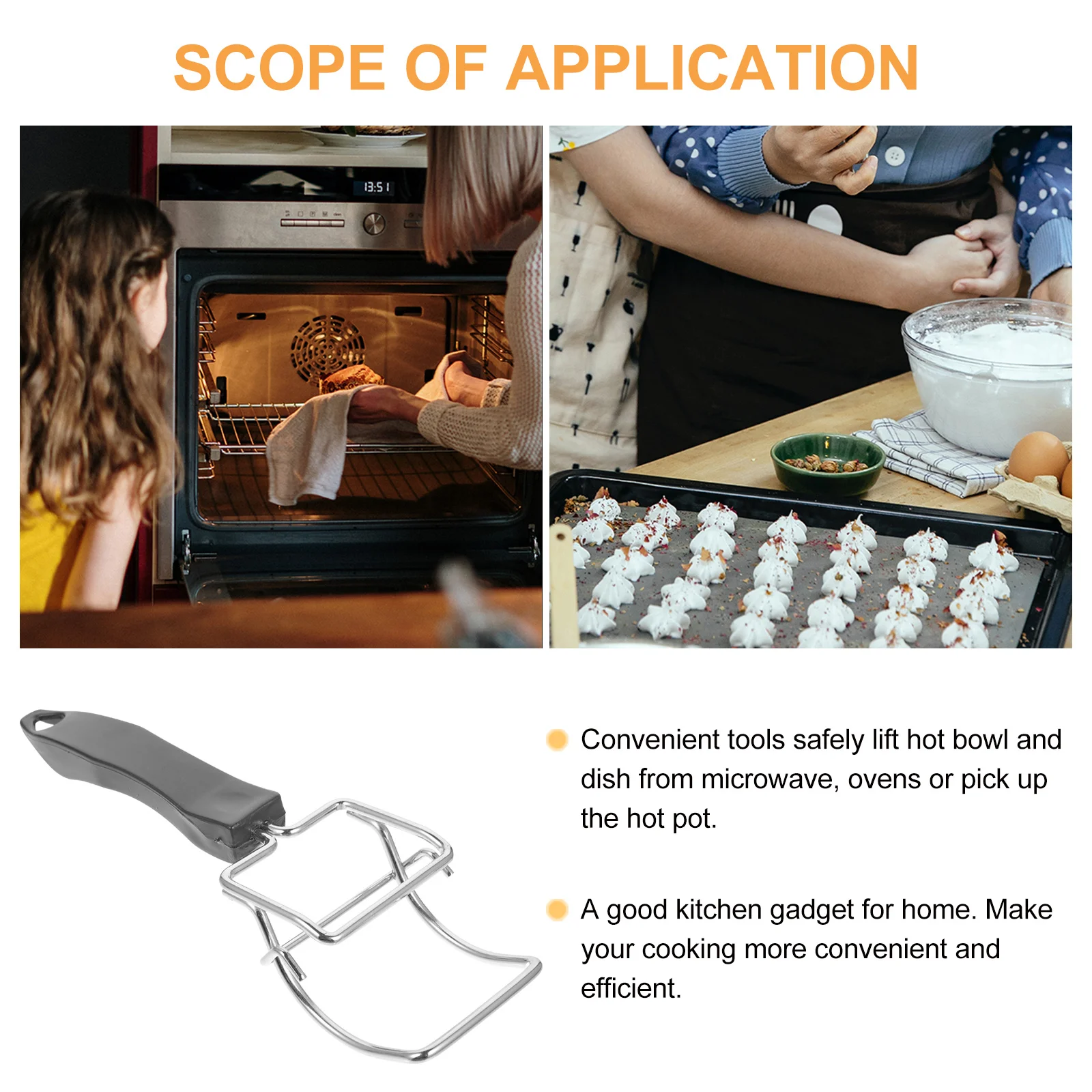 

2pcs Steel Plate Anti-Scald Clip Hot Bowl Carrier Heavy-Duty Non-Slip Kitchen Dish Lifter For Pots Plates Baking Tray