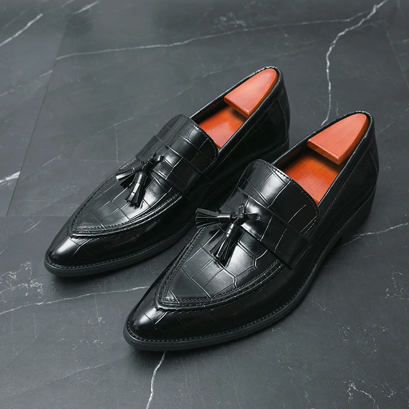 Men Fashion New Lefu Shoes Men's Shoes Pointed Lightweight Driving Shoes Business Office Leather Shoes Black 38-46 Men's Shoes