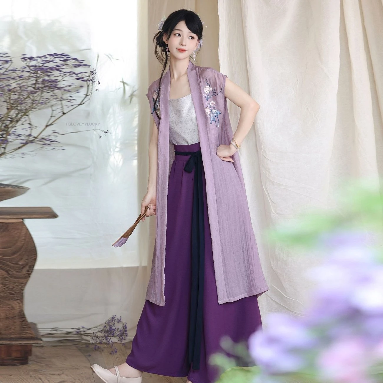 Chinese Style Han Element Floral Embroidery Long Shirt New Chinese Style Spring And Summer Version Women Daily Song Hanfu