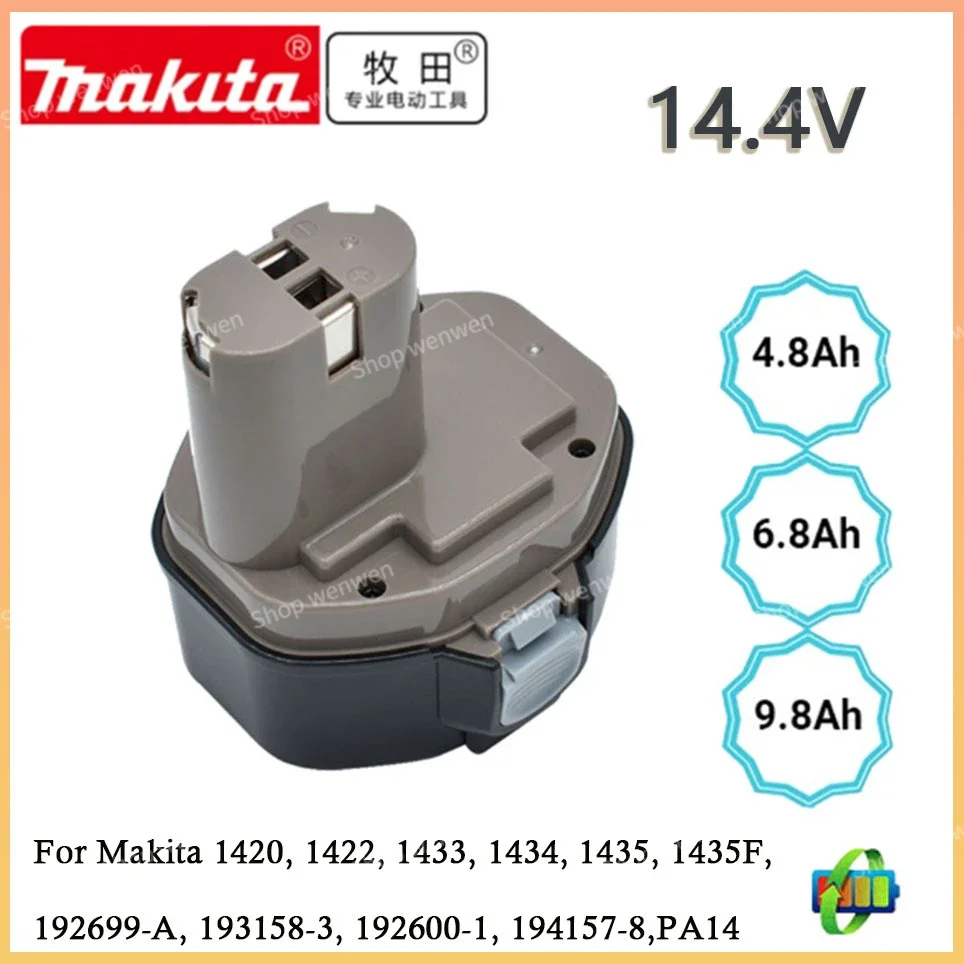 

Makita 100% оригинальный 14,4 V 4800mAh 6800mAh 9800mAh Ni-MH аккумулятор для электроинструмента Makita PA14 1422 1420 192600-1 6281D 6280D