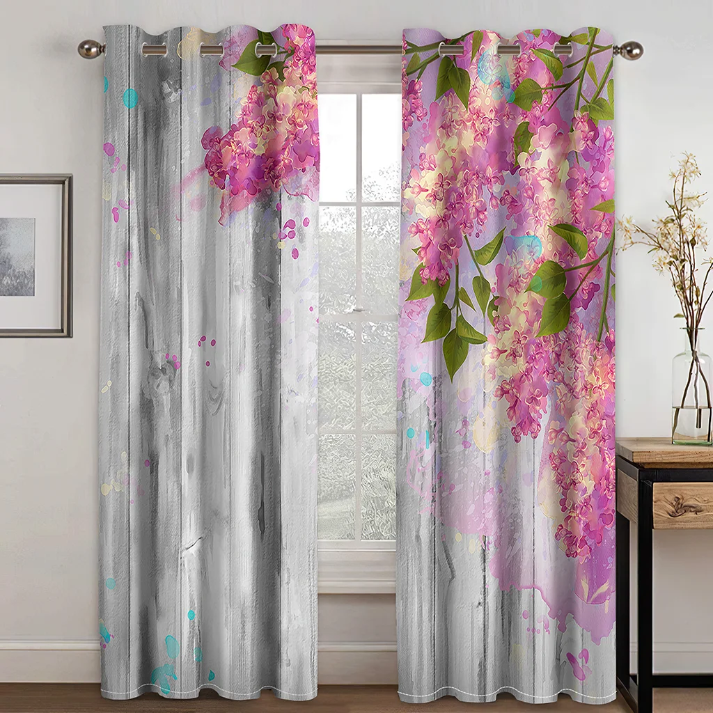 

Oil Painting Style Flowers Cherry Blossom Ready-made Thin Window Curtains For KidsBedroom Living Room Bathroom Kicthen Door Hall