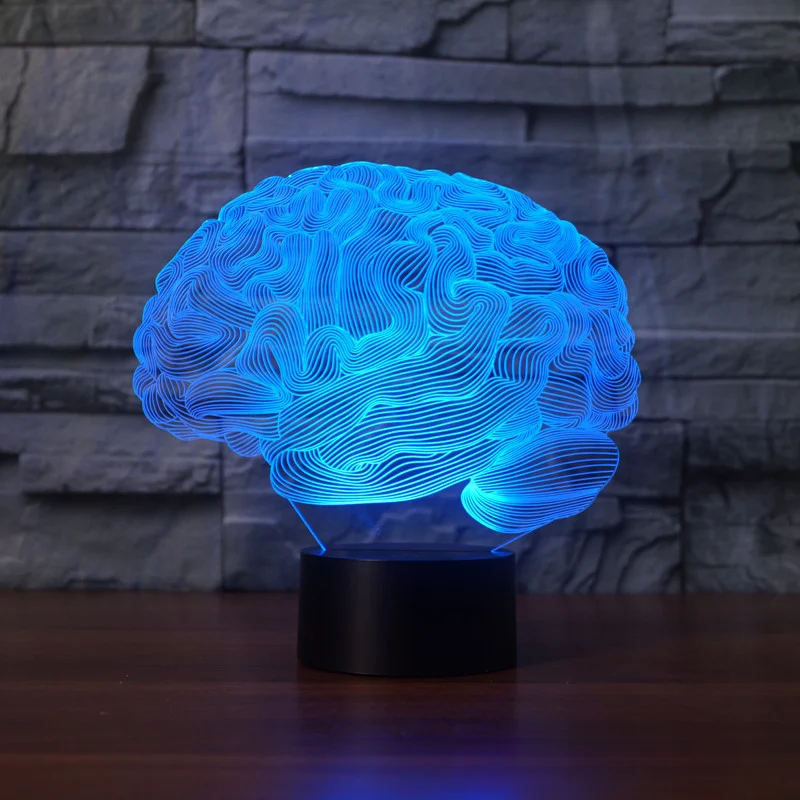 Nighdn 3D Brain Night Light 7 colori che cambiano USB Touch Decor lampada illusione ottica lampada bambini bambini regali di compleanno di natale