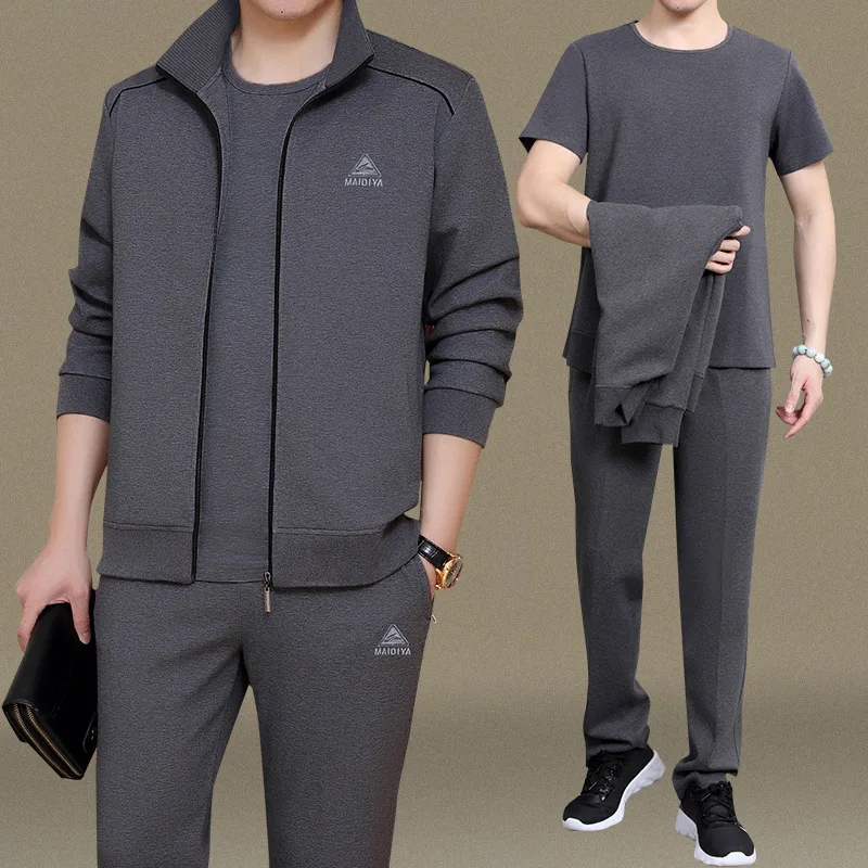 2024 Spring Tracksuits Jackets + Pants 3 Piece Male Running Jogging Suit Outfits Fitness Outdoor Sportswear Jogging Homme