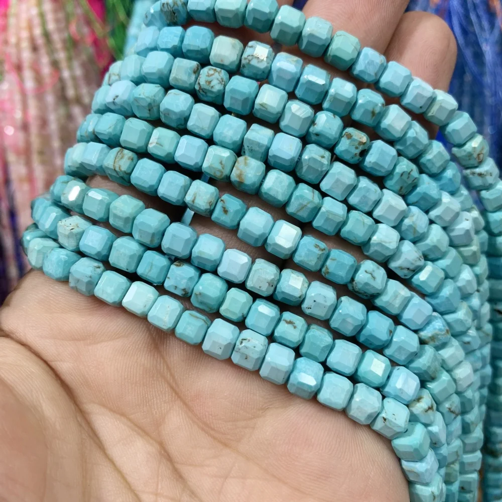 Natural diopside  turquoise Stone Beads  4x4mm amethyst Cube DIY Loose Beads For Jewelry Making Beads Necklace15