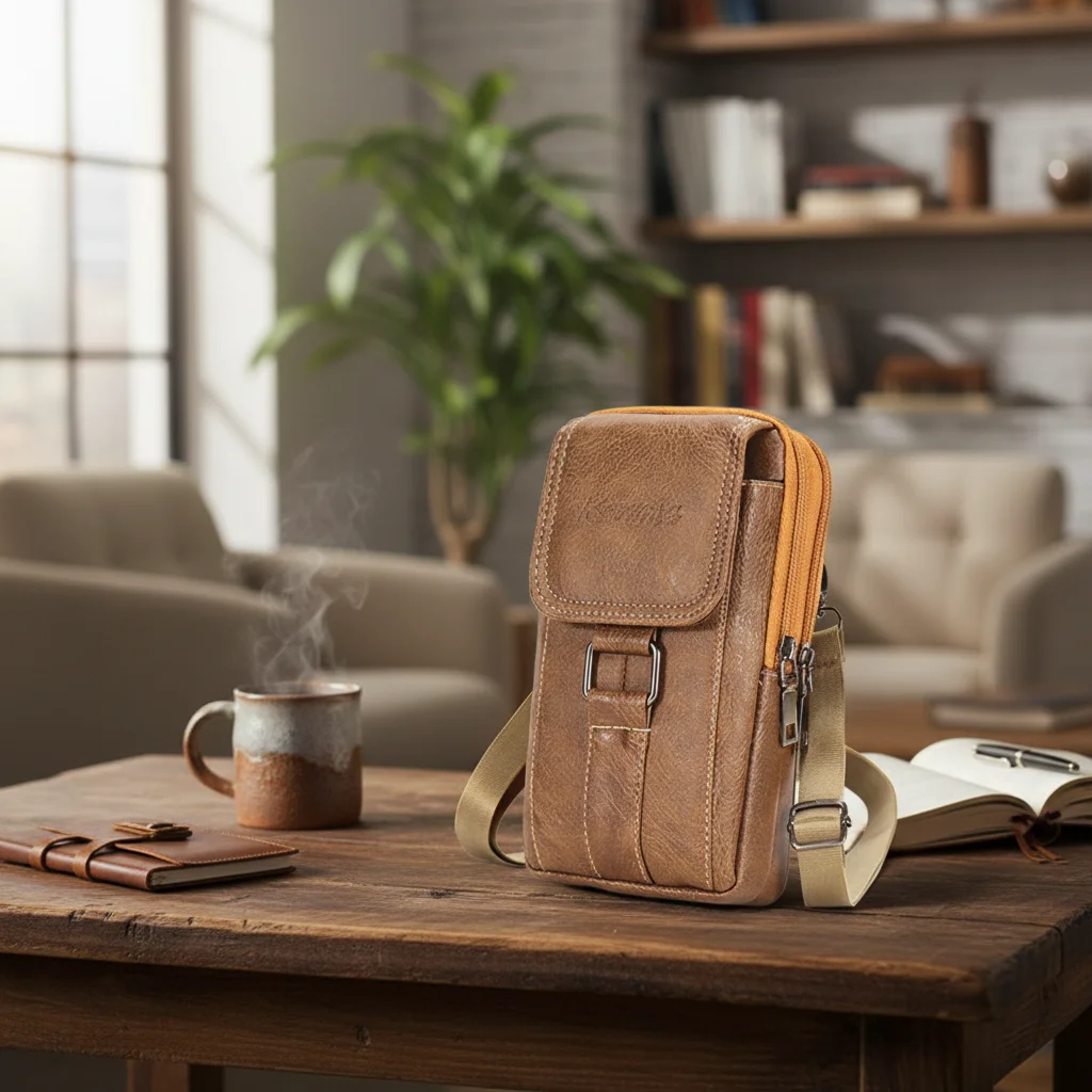 

With Strap Mobile Phone Pouch Double Layers Large Capacity Phone Belt Clip Bag Metal Buckle Waterproof Phone Belt Hanging Pouch