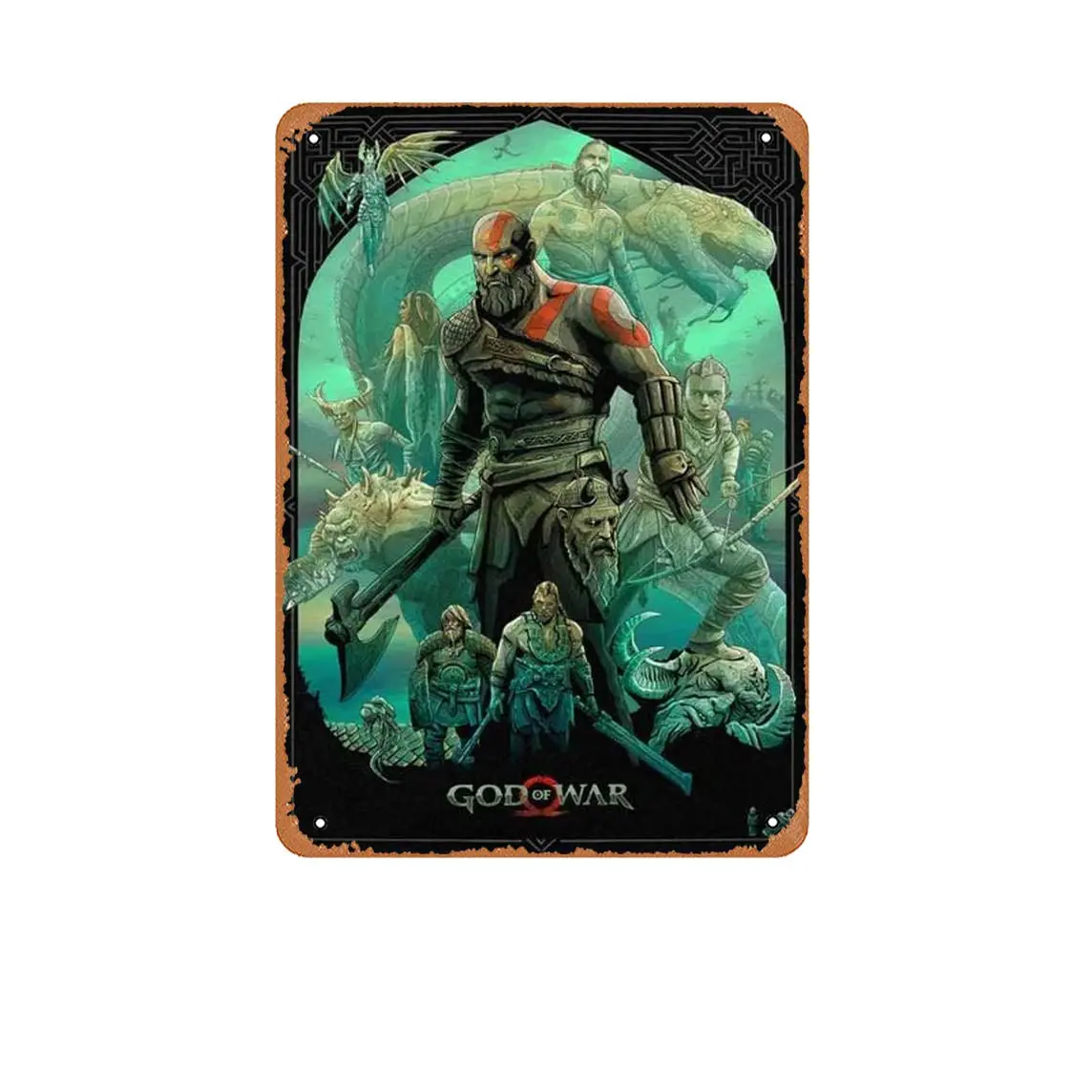  Tin Sign Vintage God Of War 3 Game Poster Canvas Poster Mural Art Poster Home Decoration Player Room Decoration Wall Decor Deco