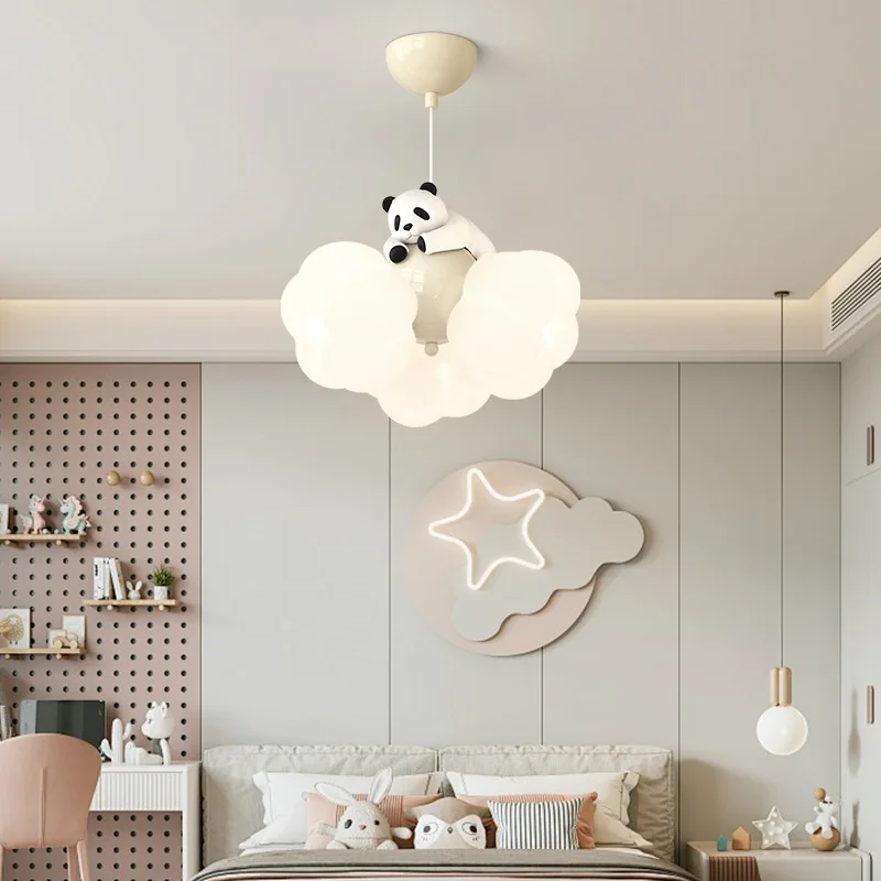 Cream wind bedroom light cartoon cloud children's room light creative and simple red panda warm eye protection second