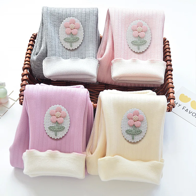 

Children's fleece thickened pants autumn and winter girls leggings outside baby casual thermal