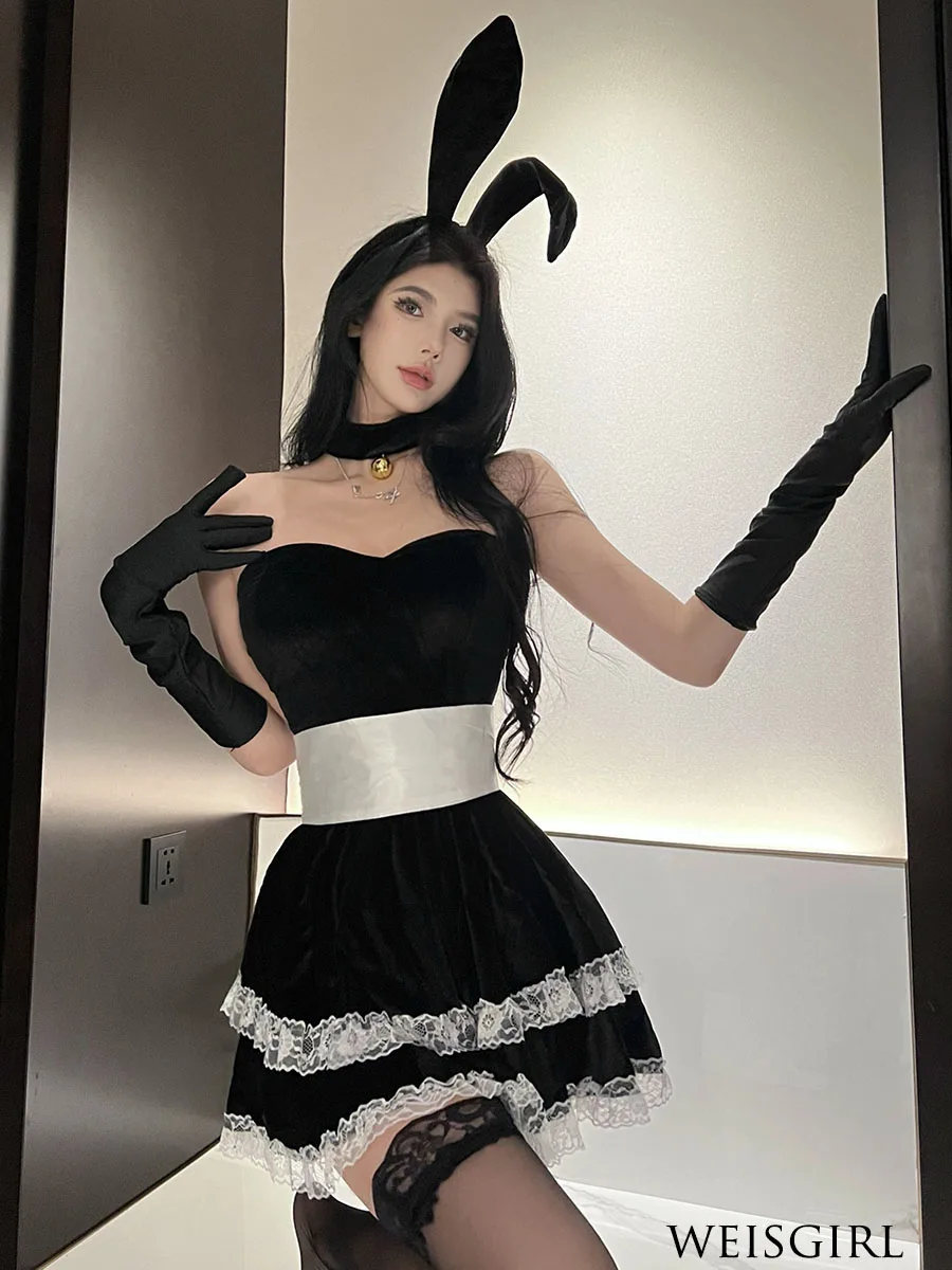 

Cute Rabbit Girl Uniform Set Night Club Maid Cosplay Halloween Rabbit Costume Pure Desire Woman plus Size Sexy Home Clothes