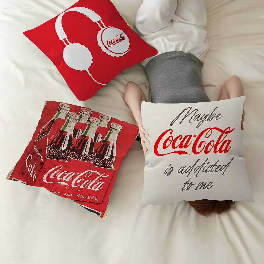 C-Coca C-cola - Funda de cojín con logotipo vintage, regalo, decoración para el hogar, oficina, dormitorio, sofá, coche, 45x45