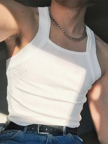 New Fashion Sports Tank Tops Men's Solid Color O-neck Sleeveless T-shirt Skinny Gym Streetwear Casual Vests Party Clothing S-5XL