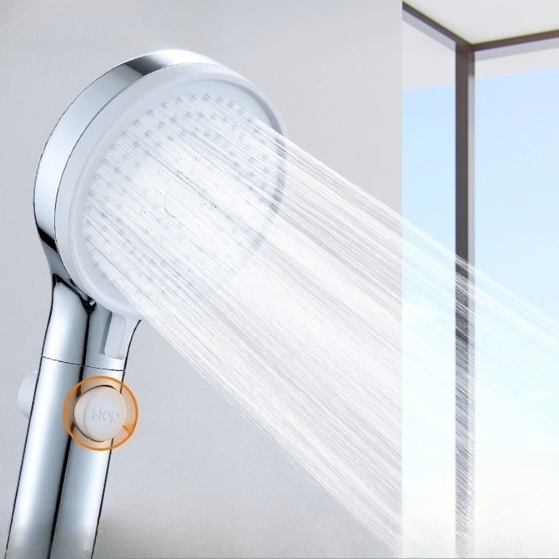 1pcs Shower Showerhead Nozzle Bathroom Shower Set High-Pressure Handheld Shower Head with Stand and Hose Adjustable Water Flow