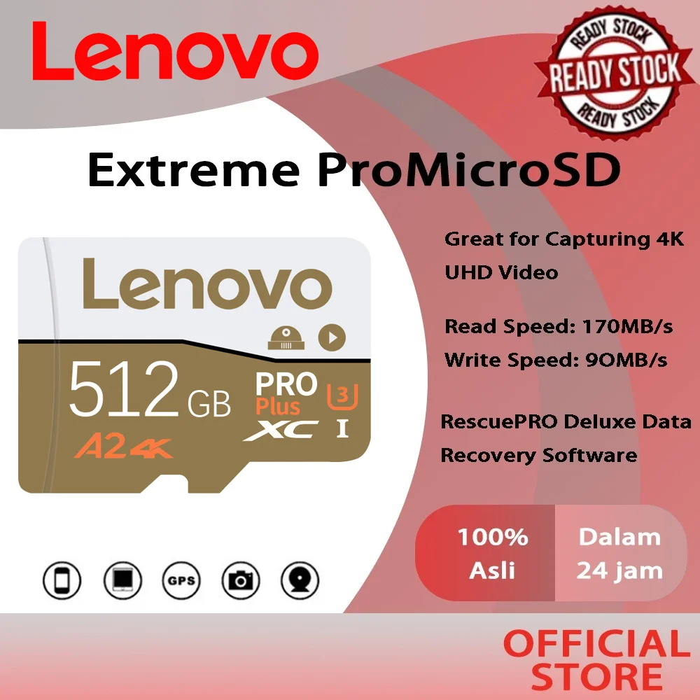 Lenovo Micro TF SD Card Memory Card 128GB/256GB/512GB U3 V30 A2 Class 10 for ROG Ally Steam Deck Game Storage TF Card For Switch