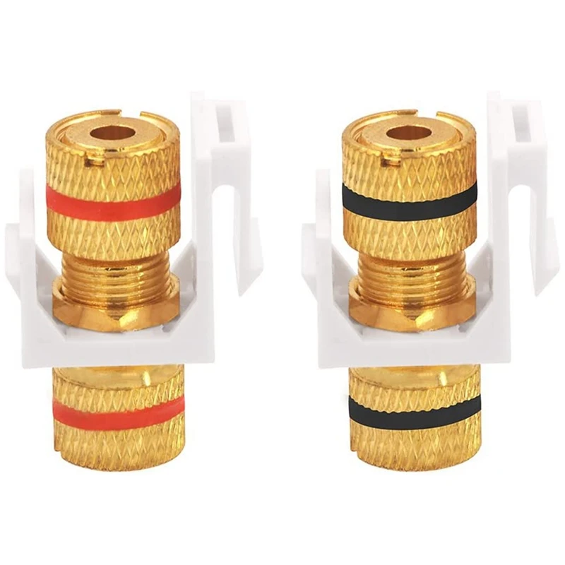 Banana Jack Binding Post Keystone Jack Insert With Black & Red Rings, Screw Type Audio Speaker Keystone, 3 Pairs/6 Pack