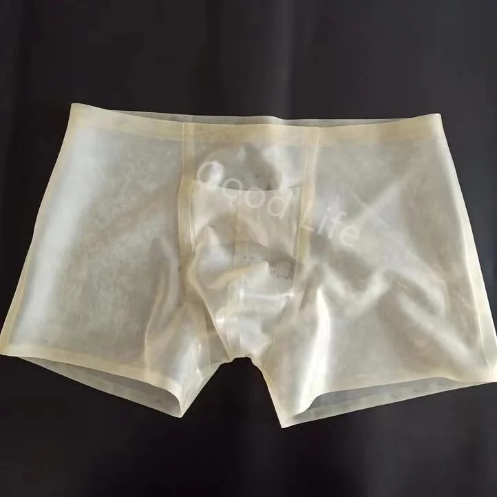 

Handmade Men's Latex Shorts Sexy Natural Latex Men Boxer Transparent Rubber Shorts Underwear