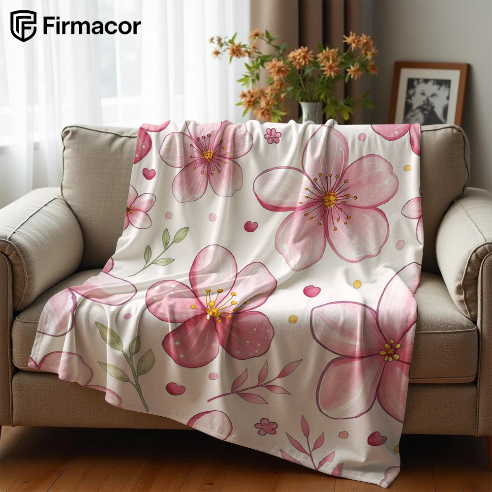 Cherry Blossom Lightweight Microfiber Soft Christmas Fleece Blanket Warm Cozy Throw for Bed Sofa Office Travel All Season