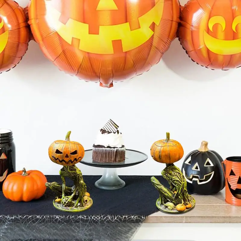 

Halloween Pumpkin Statue Creative Horror Resin Decor Sculpture Unique Pumpkin Decorations Collectible Figurines For Seasonal