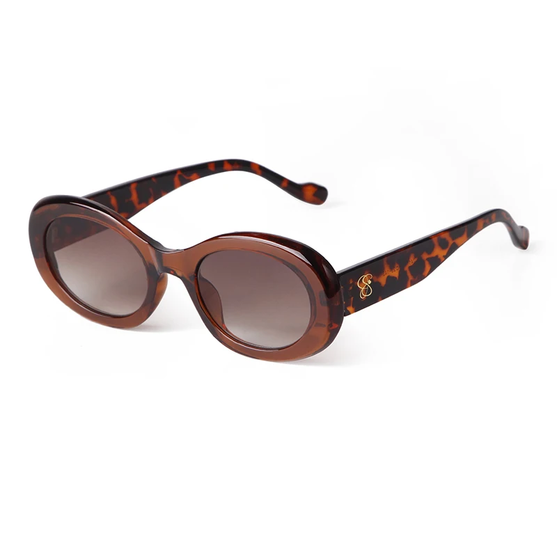 2024 Fashion Tortoise Shell Oval Sunglasses Brand Designer Gradient Brown Lens Round Women Sun Glasses Men Shades Female UV400