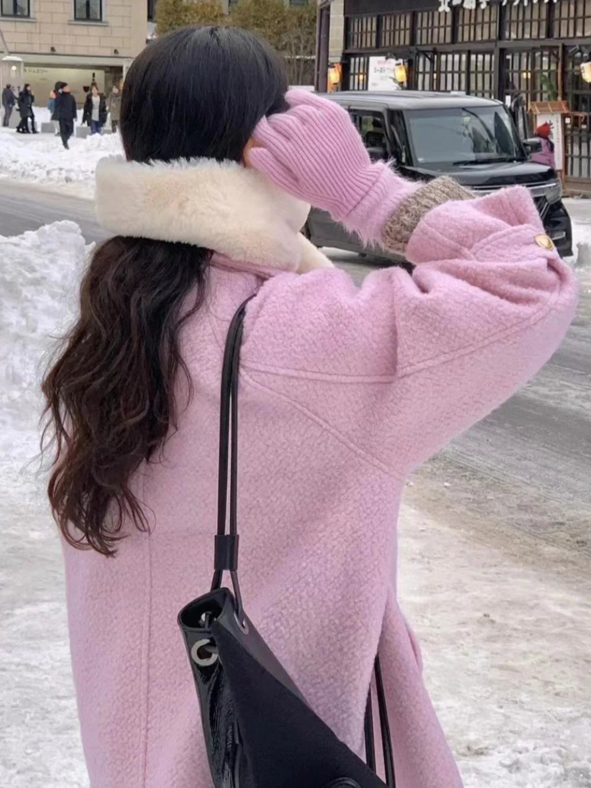 

Ladies' Soft Notch Collar Woolen Coat Korean Sle Winter Faion Retro Loose Fit Wool Blend Outerwear Long Sve Pure Color