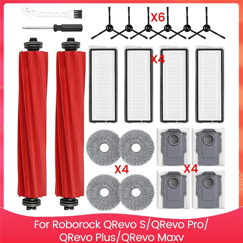 A05G-22PCS ل Roborock Qrevo S/Qrevo Pro/Qrevo Plus/Qrevo Maxv روبوت فراغ مرفق كيس لجميع الغبار الجانب الرئيسي فرشاة تصفية ممسحة