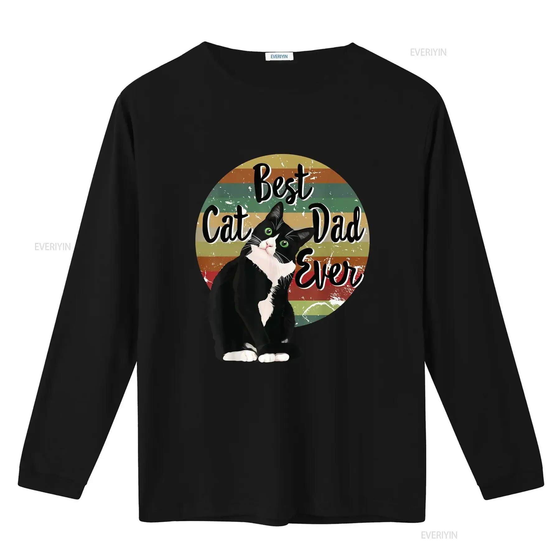 Best Cat Dad Ever Tuxedo Father's Day Funny Retro T Shirt for Men vintage Washed designer clothes Comfortable Unisex Versatile