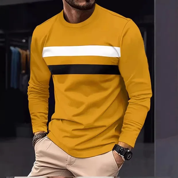 Neues Herren-Langarm-T-Shirt mit lässigem Rundhalsausschnitt, ein Must-have für den Alltag im Frühling und Herbst, modisches Herren-Party-Shirt ﻿ – Detail 14