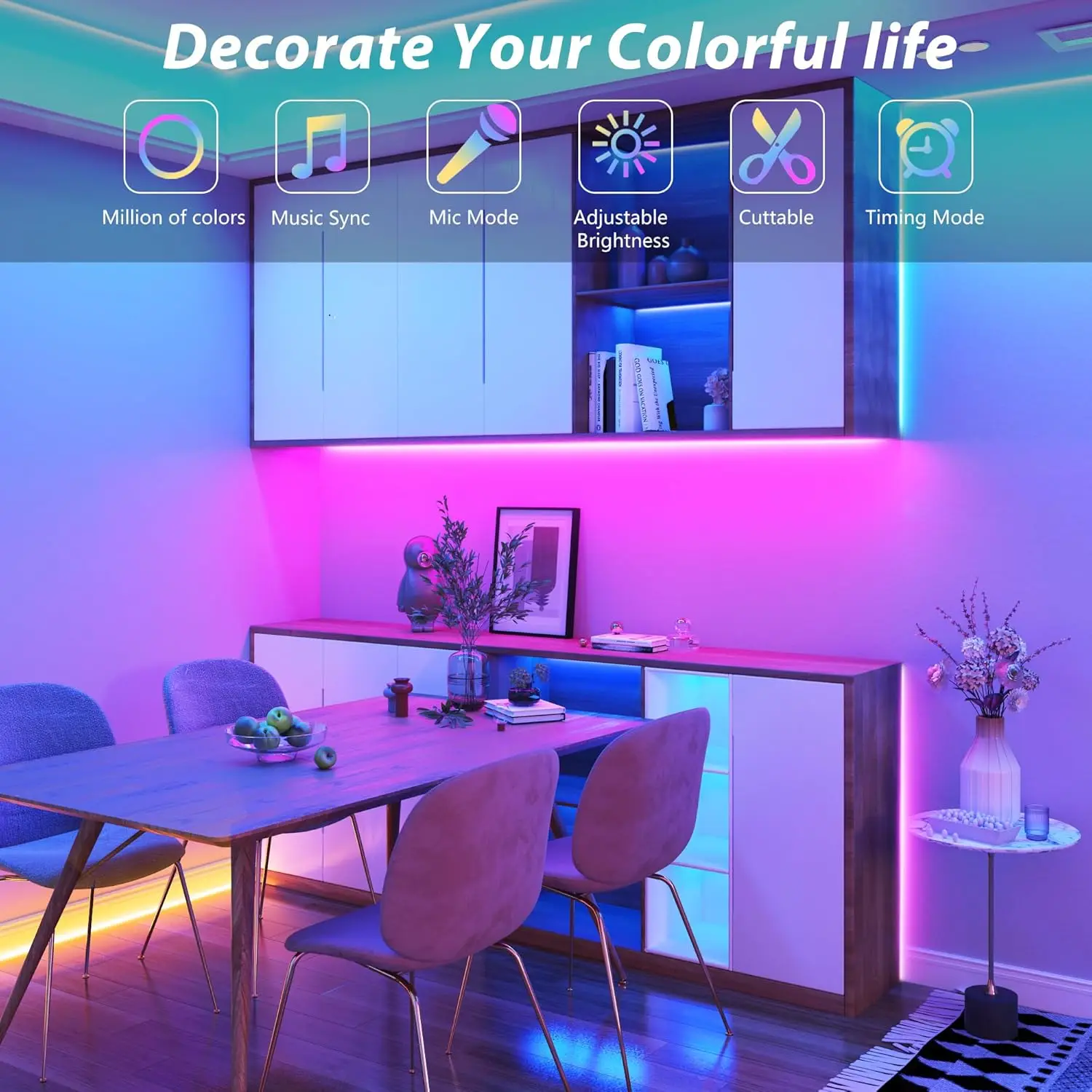 Bluetooth 5050 LED Strip Lights Smart SMD APP Remote Control Flexible Ribbon Diode Lamp Tape TV Backlights Game Room Home Decor