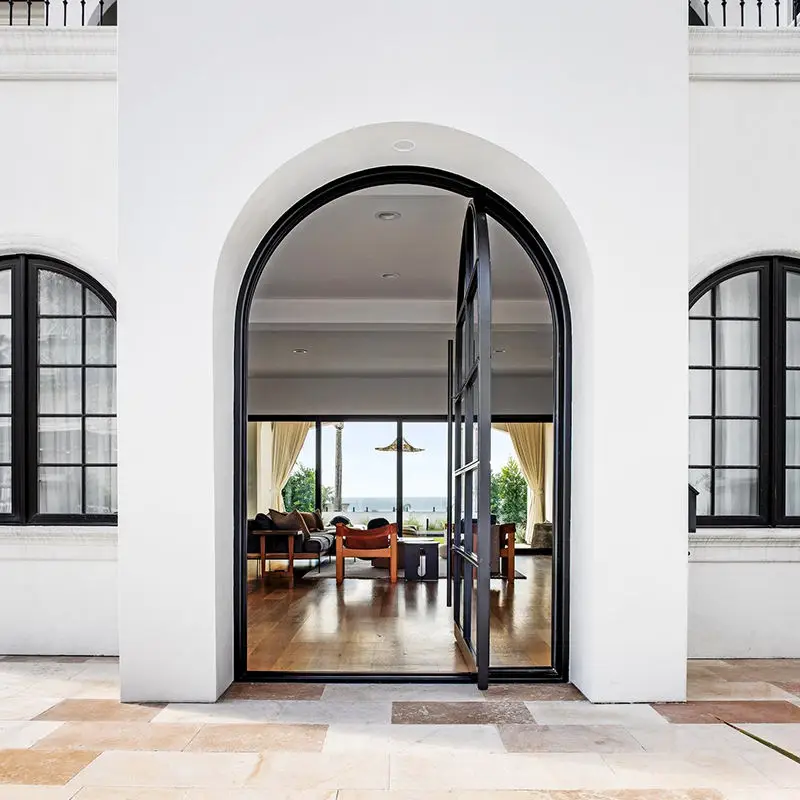 Latest Design Villa Aluminum Frame Arched Glass Door All Weather Entrance Revolving Doors Good Value for Money Pivot Doors