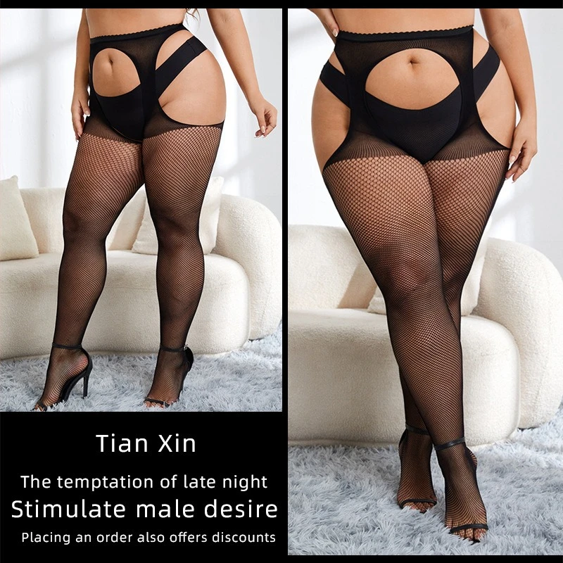 100 كجم جوارب ممتعة مفتوحة من الحرير الأسود على جميع الجوانب، جوارب حبال من قطعة واحدة مدمنة وموسعة Lenceria مثيرة