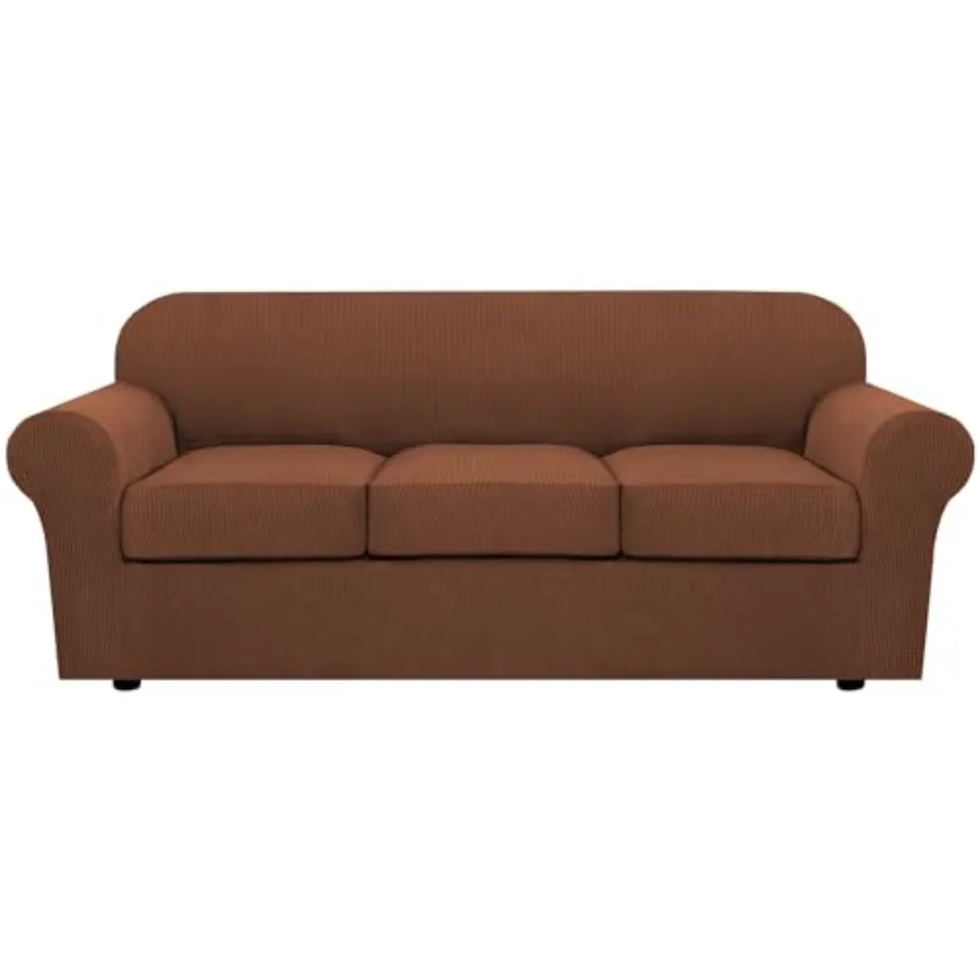 

4 Pcs Stretch Sofa Covers for 3 Cushion Couch Covers for Living Room Furniture Slipcovers Base Cover Plus 3 Seat Cushion Covers