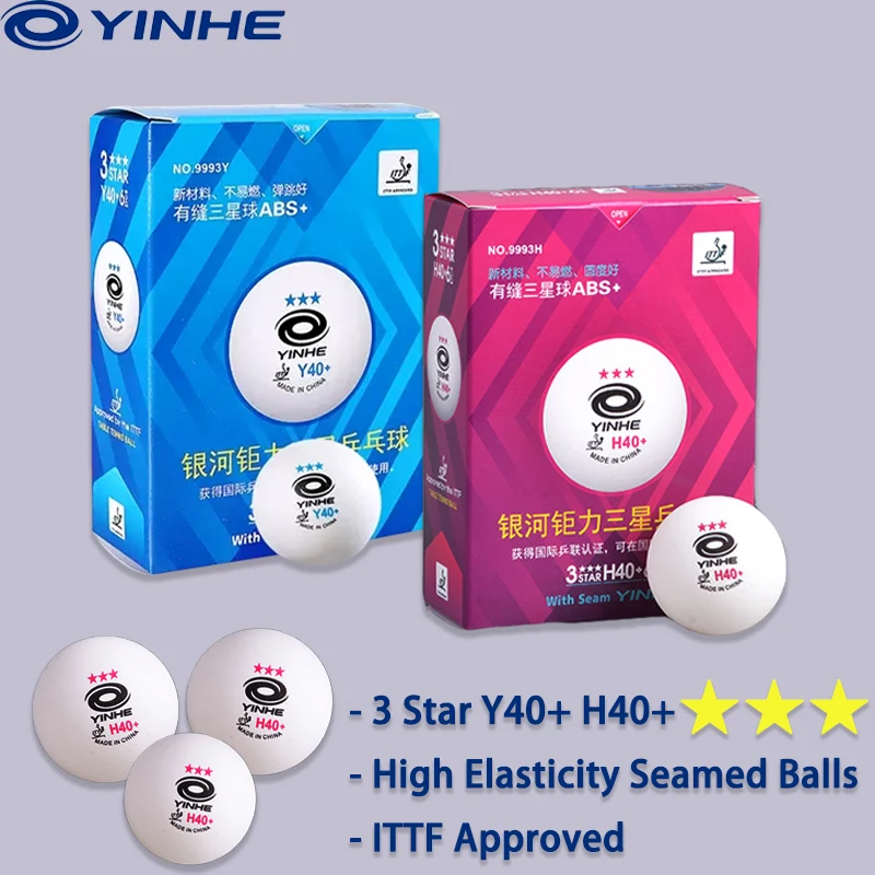 YINHE 3 Star Y40+ H40+ Table Tennis Balls New Material High Elasticity Seamed Balls ITTF Approved Used International Competition