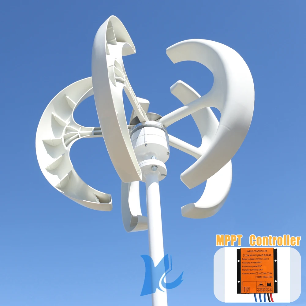 Home 5000W 8000W 10000W Vertical Wind Power Turbine 12V 24V 48V Roof Wind Energy Generator 5 Blade Windmill With MPPT Controller