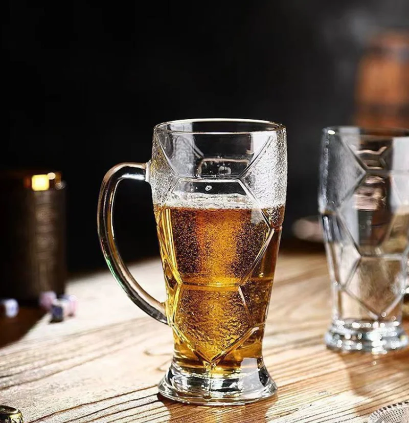 

2PCS Euro Cup Beer Mug Large Capacity 420ml/620ml Bar Home Thickened Craft Beer Mug Super Thick Glass