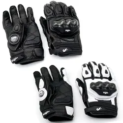 Motorcycle biker Leather Gloves Carbon Fiber Protective Gloves Men Motocross Motorbike Glove Biker Racing Riding Gloves Black