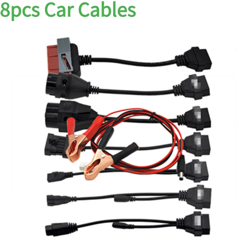 NEW TCS Truck Cables Set Car Cables Set Full 8 Cables Set with 30/20/38/3/2 Pin OBDII Diagnostic Connector for Scanner Line