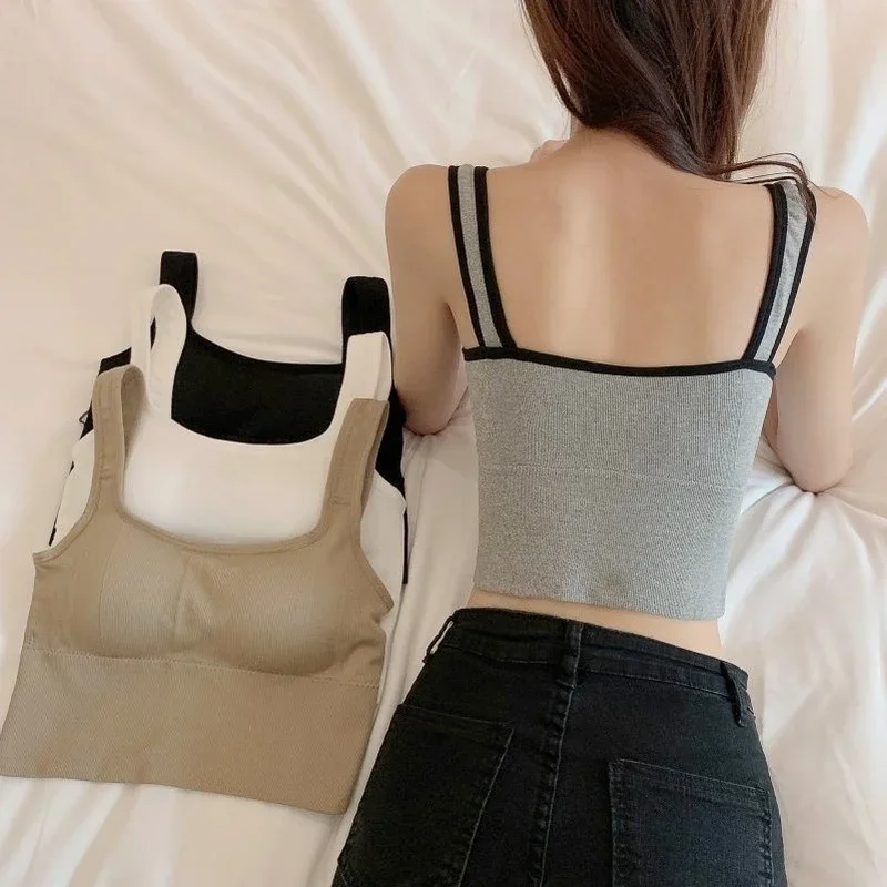 Tanks Women Students Sporty Sexy Ins Mujer Ulzzang Y2k Korean Style Trendy Soft Chic Young Club Leisure Patchwork Slender Летние image 2
